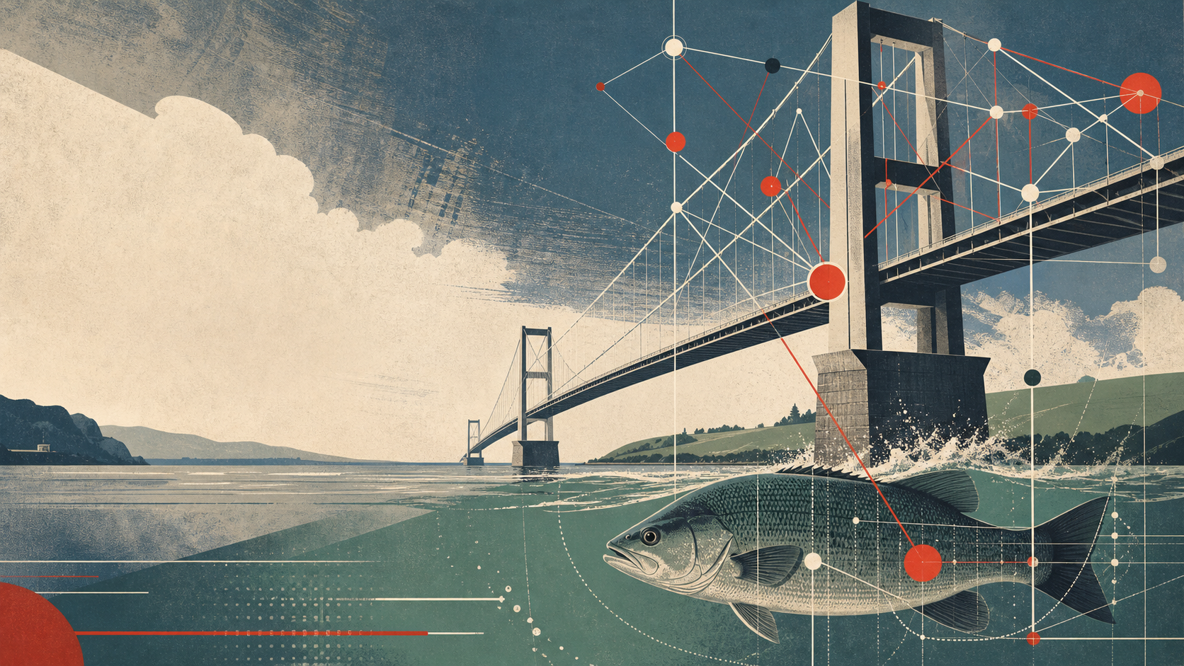 Geometric Severn Bridge with a bass below
